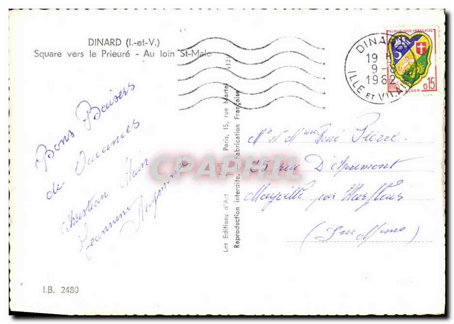 CPM Dinard Square Vers le Prieure Au loin St malo Automobile  — Rückseite