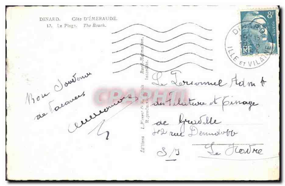 Dinard — La Plage — Éditeur : Éditions L. Piérre & F. Dellois — Reverso