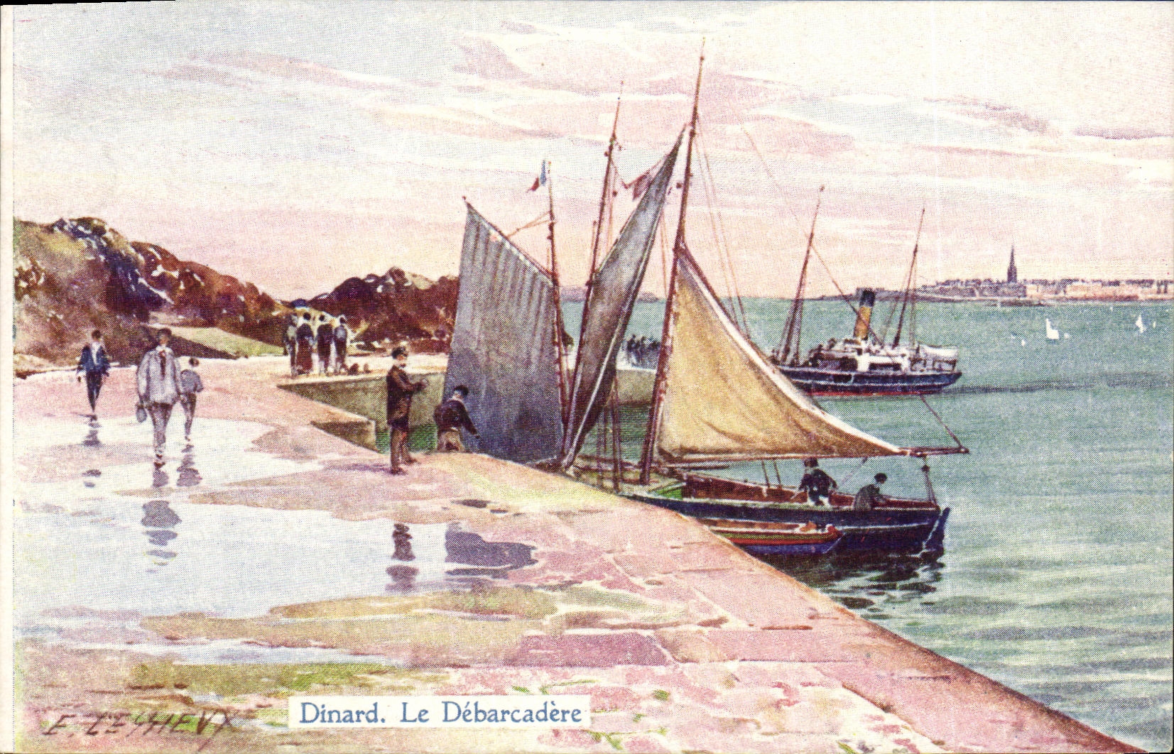 Dinard. Le Débarcadère — peinture de F. Léhieuv