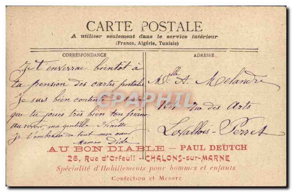 CPA Dinard Le promontoire Bateau Voilier  — Rückseite