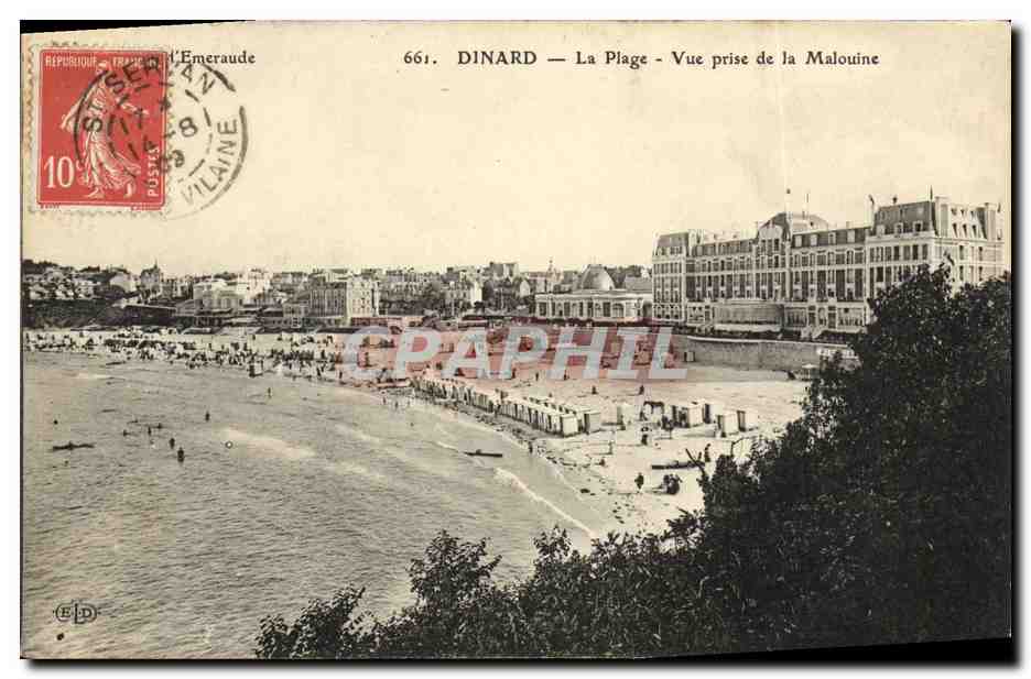 CPA Dinard La plage Vue prise de la Malouine 