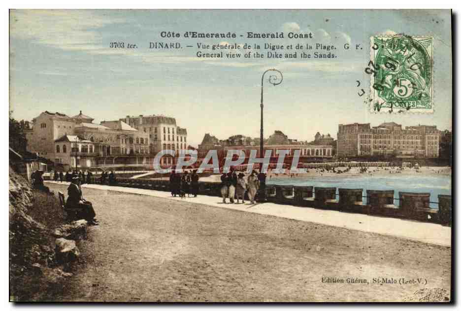 CPA Dinard Vue generale de la Digue et de la Plage