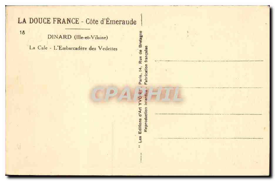 CPA Dinard La Cale L Embarcadere des Vedettes Bateau — Rückseite
