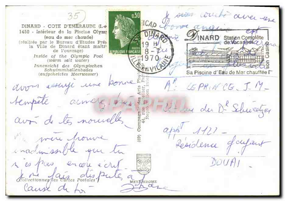 CPM Dinard Cote D Emeraude Interieur de la Piscine Olympique  — Rückseite