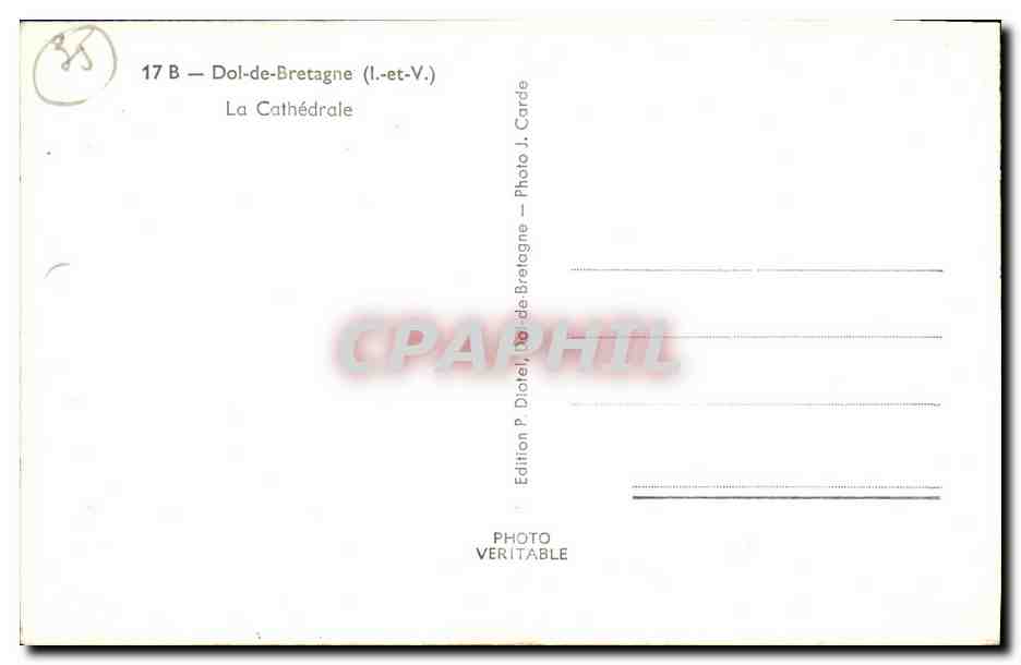 Dol-de-Bretagne — La Cathédrale — Édition P. Dol-de-Bretagne — Rückseite