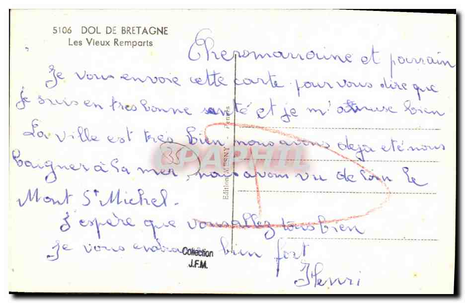 CPM Dol de Bretagne Les Vieux Remparts — Verso