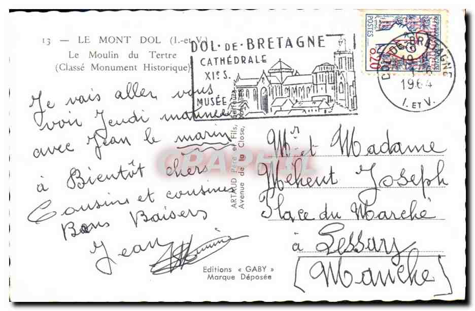 Le Moulin du Tertre — Le Mont Dol (I.-et-V.) — Éditions Gaby — Rückseite