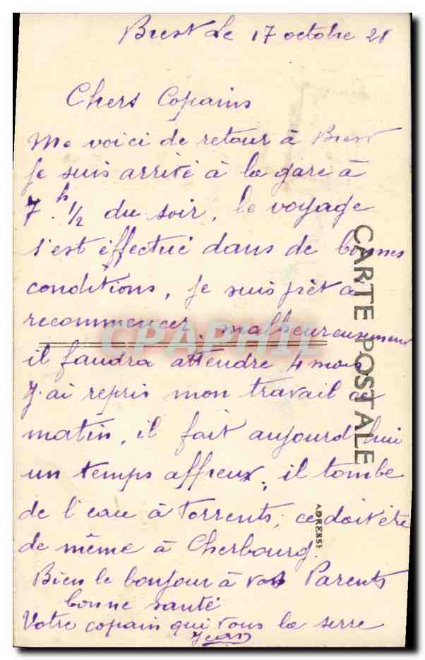 CPA Dol de Bretagne La Cathedrale — Verso