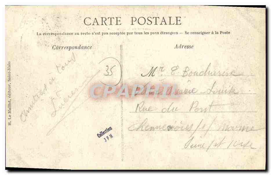 Côte d'Émeraude — Dol-de-Bretagne — L'avenue de la Gare — H. Le Malliot, éditeur — Verso