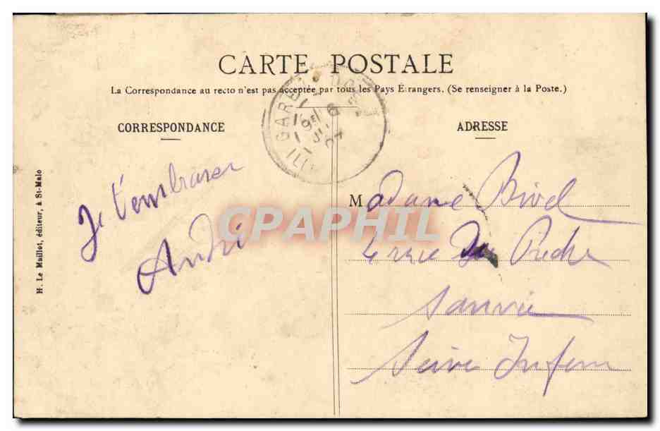 CPA Dol de Bretagne Vue Generale — Verso