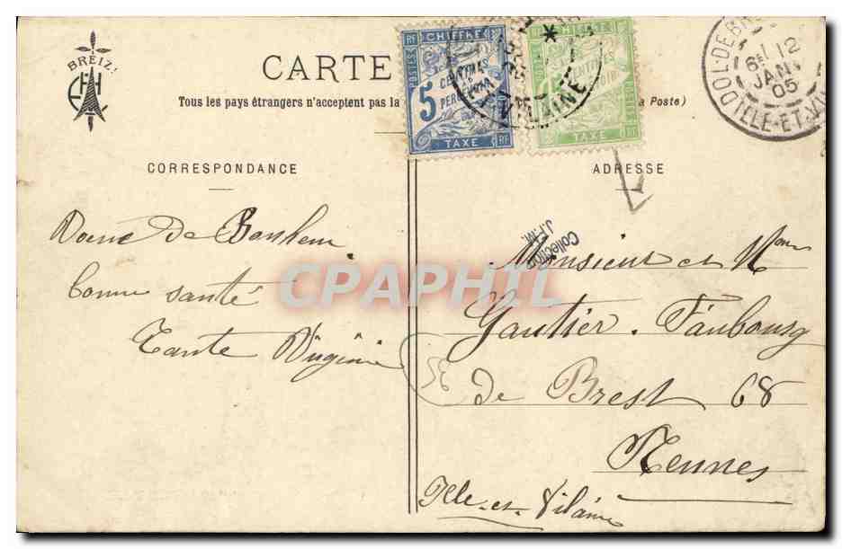 Dol — Vue prise du Boulevard de Miniac — Collection E. Hamonie — Verso