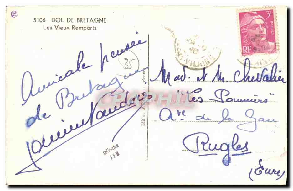 CPA Dol de Bretagne Les Vieux Remparts — Verso