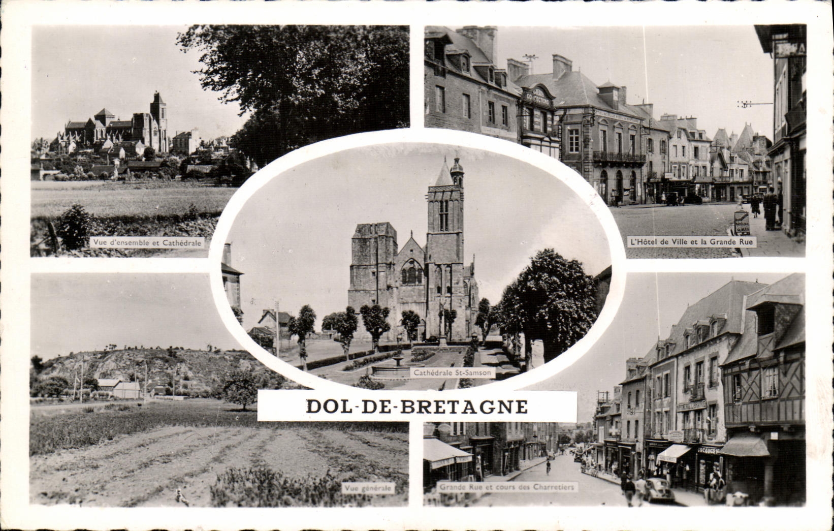 CPM Dol de Bretagne Grande rue et cours des Charretiers Hotel de ville et la grande ville
