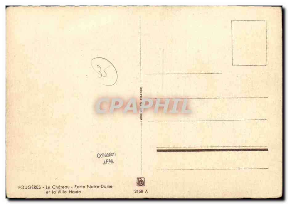 Fougères - Le Château et la Ville Haute — BARDAY — Verso