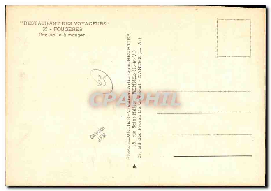 Restaurante de los Viajeros — Fougeres — Foto Heurtier — Reverso