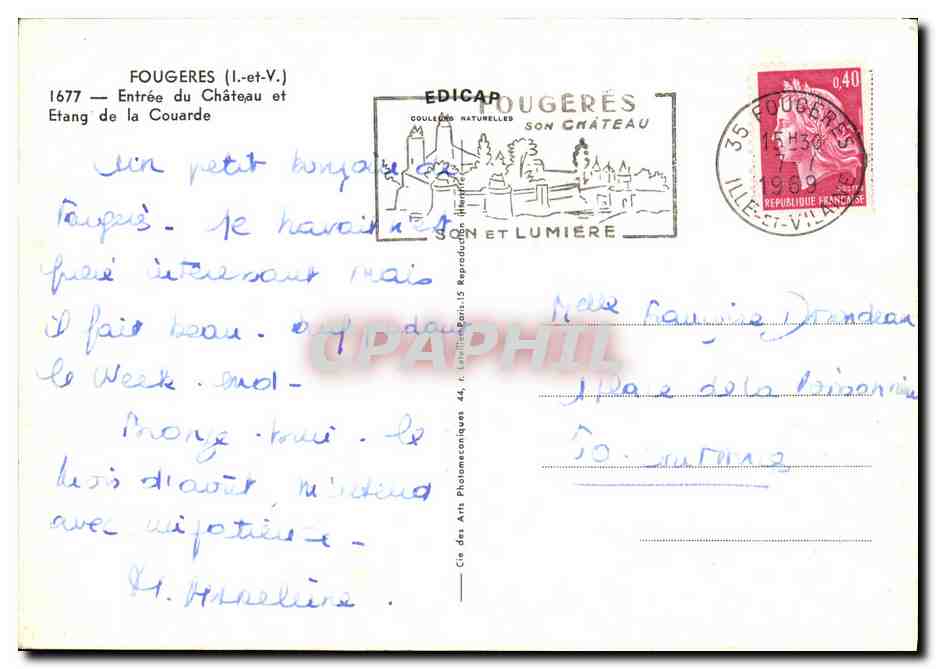CPM Fougeres Entree du Chateau et Etamg de la Couarde — Rückseite