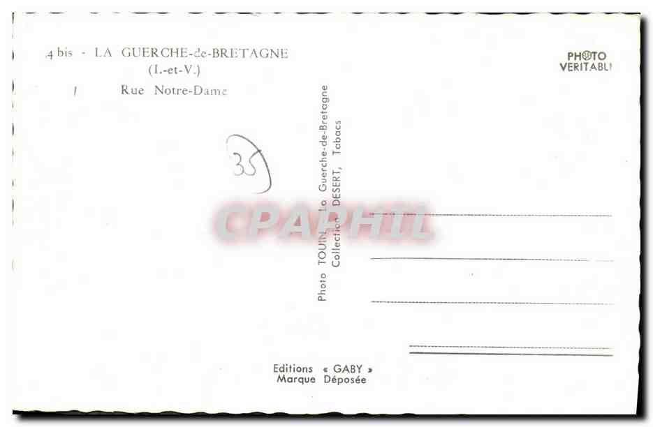 Rue Notre-Dame — La Guerche-de-Bretagne — Éditions Gaby — Verso