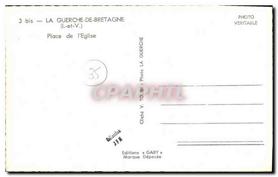 La Guerche-de-Bretagne — Place de l'Église — Éditions Gaby — Verso