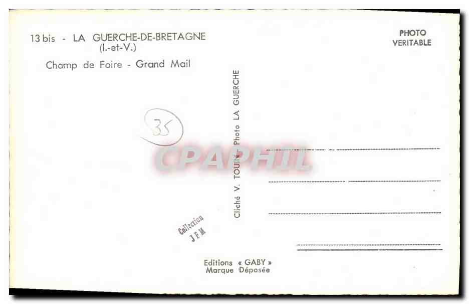 La Guerche-de-Bretagne — Champ de Foire — Éditions Gaby — Verso
