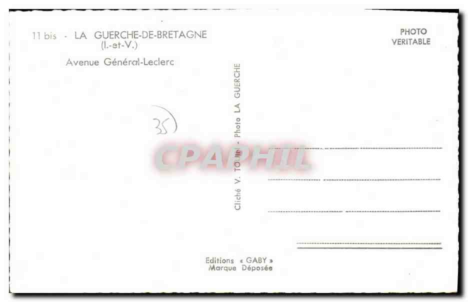 Avenue Général-Leclerc — La Guerche-de-Bretagne — Éditions Gaby — Verso