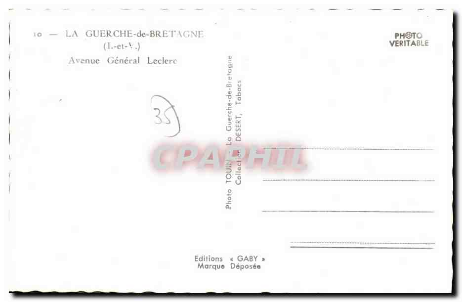 La Guerche-de-Bretagne — Avenue Général Leclerc — Éditions Gaby — Verso