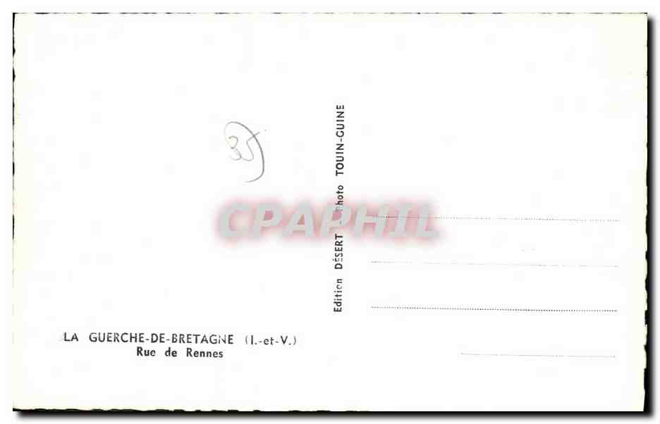 La Guerche-de-Bretagne — Rue de Rennes — Édition Désert — Verso