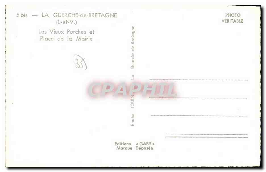 La Guerche-de-Bretagne — Les Vieux Porches et Place de la Mairie — Editions GABY — Verso