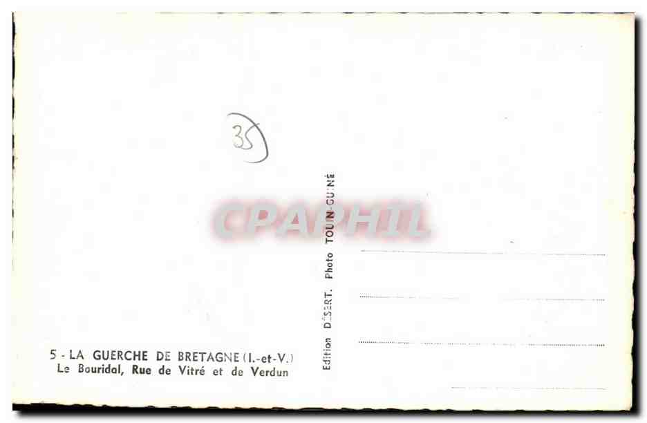 Le Bouridal, rue de Vitré et de Verdun — Édition Désert, Photo Tournin-Cu né — Verso