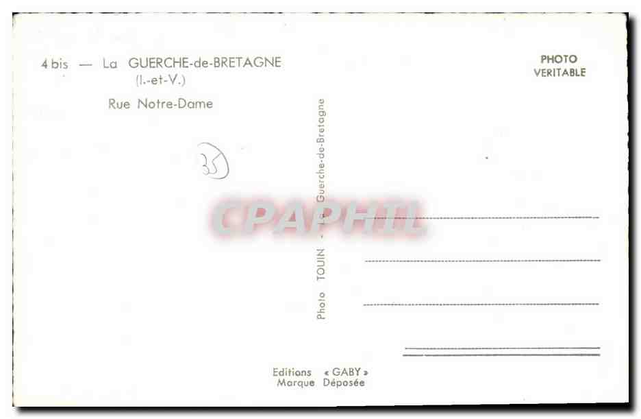 La Guerche-de-Bretagne — Rue Notre-Dame — Éditions Gaby — Verso