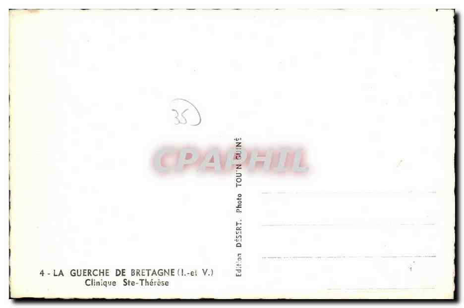 La Guerche-de-Bretagne — Clinique Ste-Thérèse — Édition Dessert — Verso