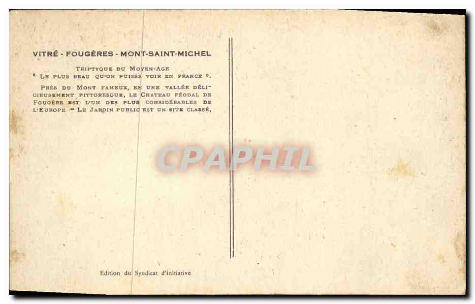 CPA Fougeres Le Chateau La Tour du Hallay Xll e et Xll e Siecles — Verso