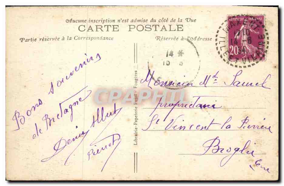Fougères — Vue partielle de l'intérieur du château — Librairie-Papeterie Foupil — Verso