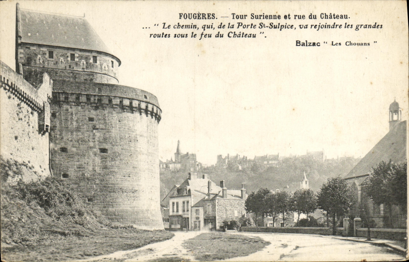 Fougères — Torre Surienne e via del Castello — Balzac «I Chouans»