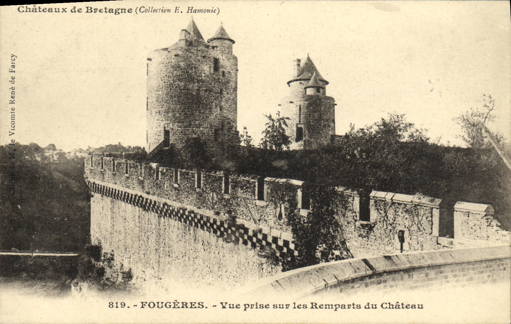 Fougères — Vue prise sur les Remparts du Château — Collection E. Hamonic, n° 819