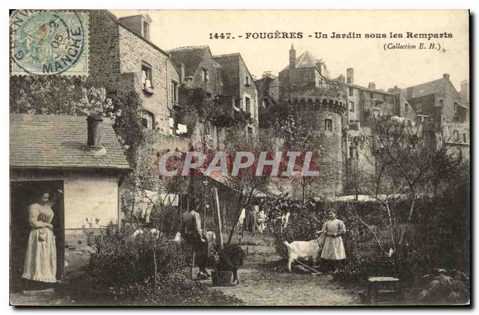CPA Fougeres Un Jardin sous les Remparts Chevre TOP