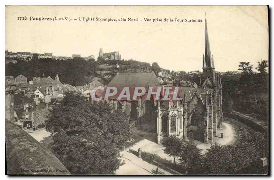 Fougères (Ille-et-Vilaine) — Die Kirche Saint-Sulpice, Nordseite — Aufnahme von der Surienne-Turm — Verlag: Mary-Robertière, s/n, Rennes