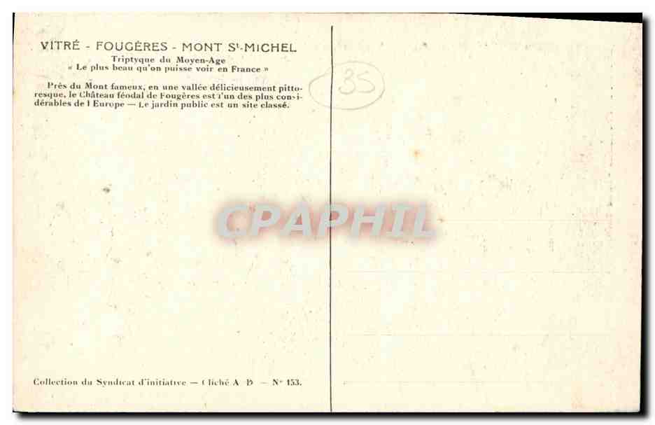Château de Fougeres - La Cascade — éditeur non identifié, n° de série non visible — Achterkant