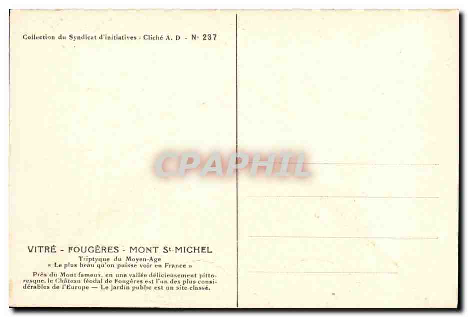 Fougères - La Porte Notre Dame (XIIe e XVe s.) — Edizione Conard — Verso
