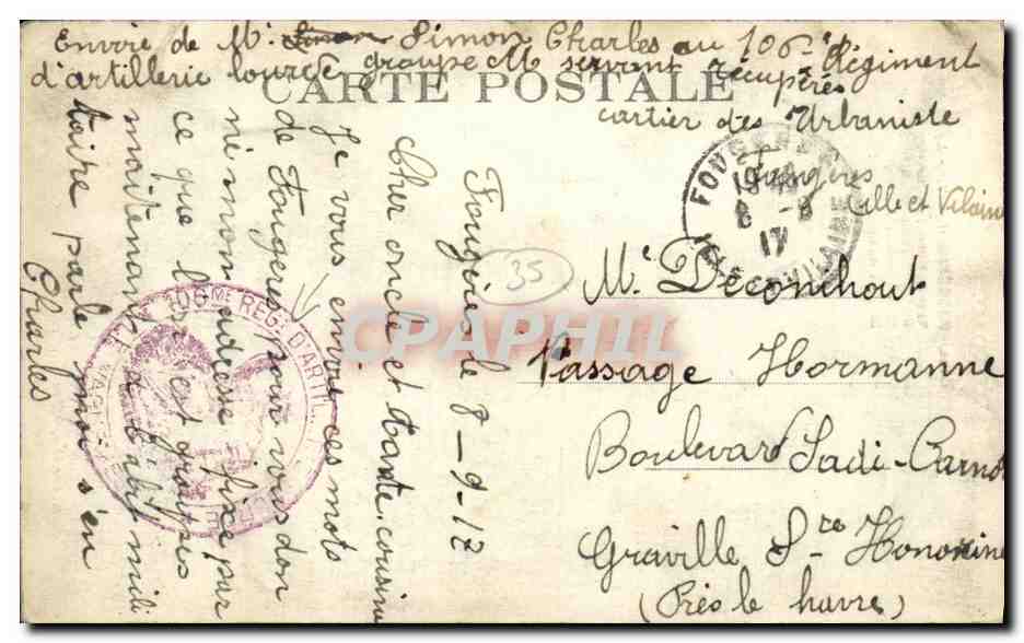 CPA Fougeres Le Chateau Tour du Hallay — Verso