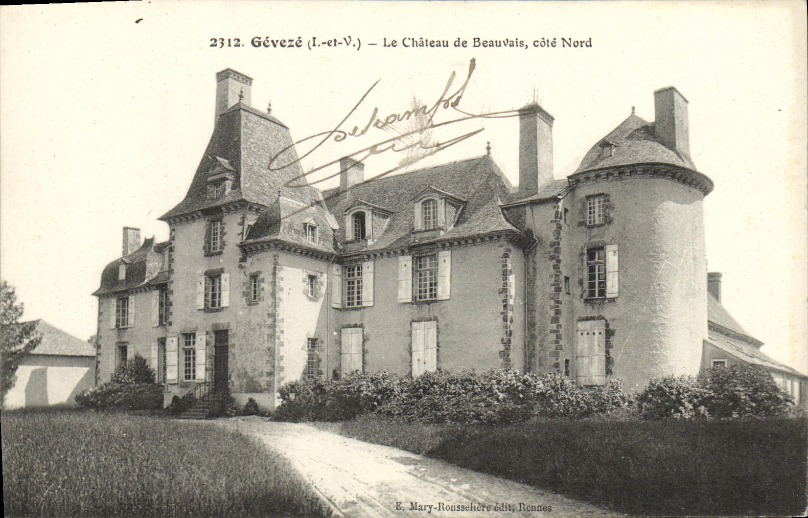 Gévezé (Ille-et-Vilaine) — Le Château de Beauvais, côté Nord — E. Mary-Roussechère édit, Rennes