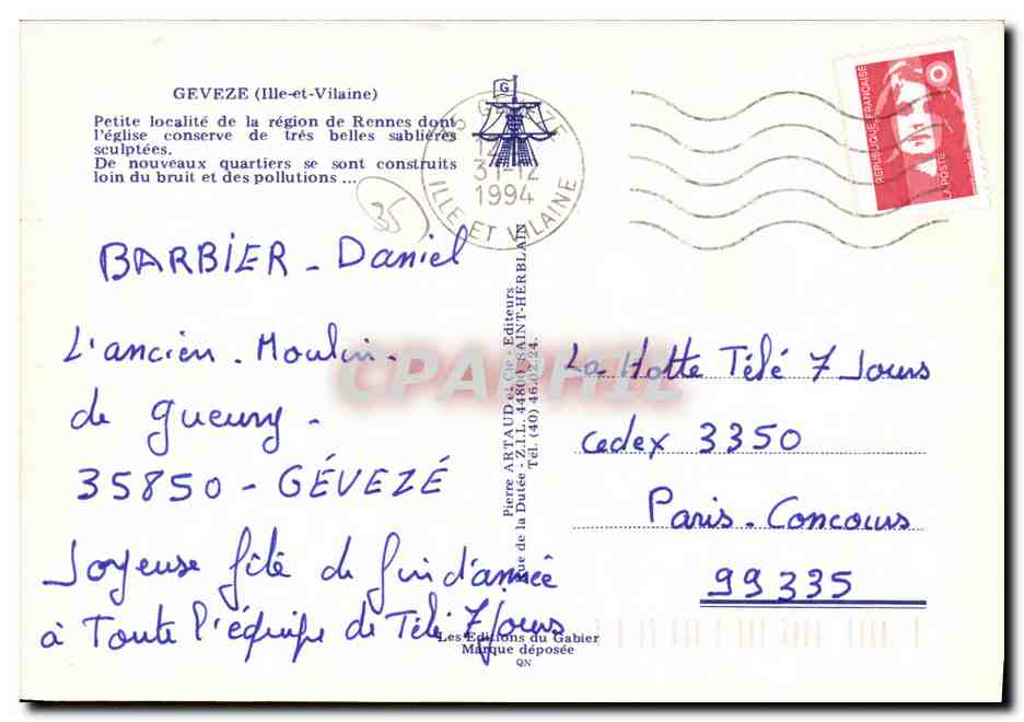 Gévezé — Église et mairie — Les Éditions du Gablier — Verso