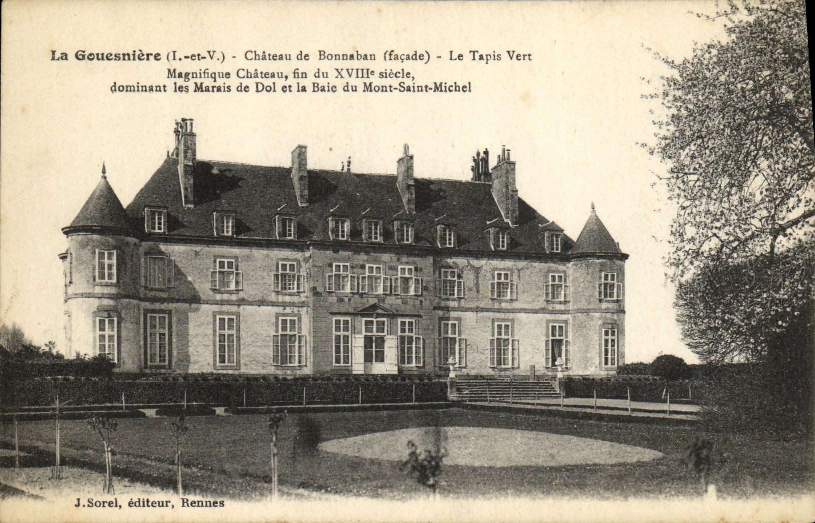 La Gouesnière (I.-et-V.) - Château de Bonnaban (façade) - Le Tapis Vert