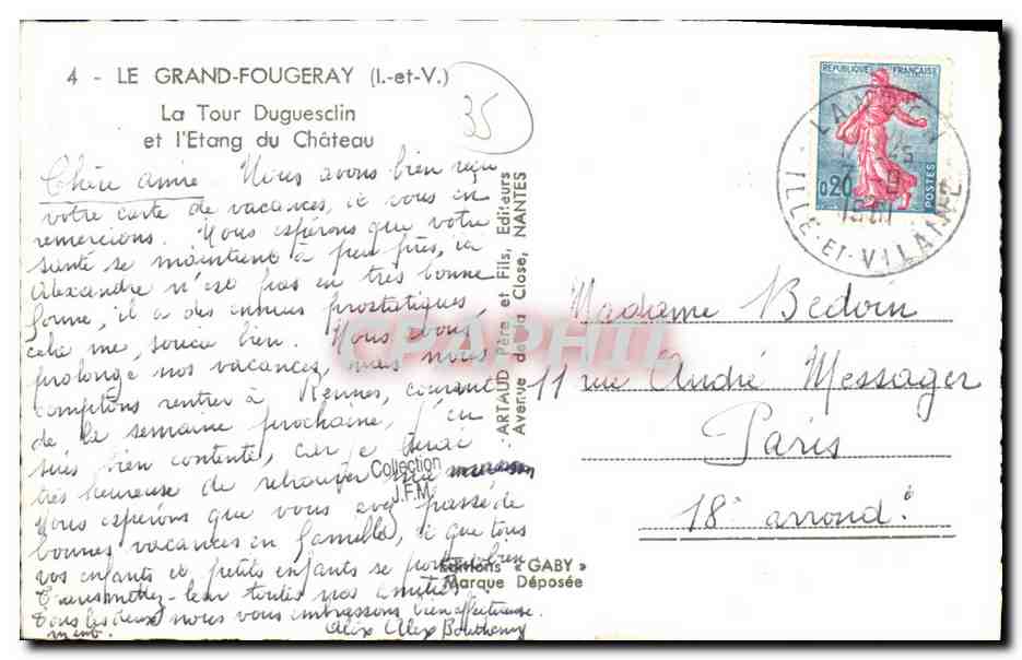 La Tour Duguesclin et l'Étang du Château — Le Grand-Fougeray (Il-et-V.) — Éditeurs Gaby — Reverso