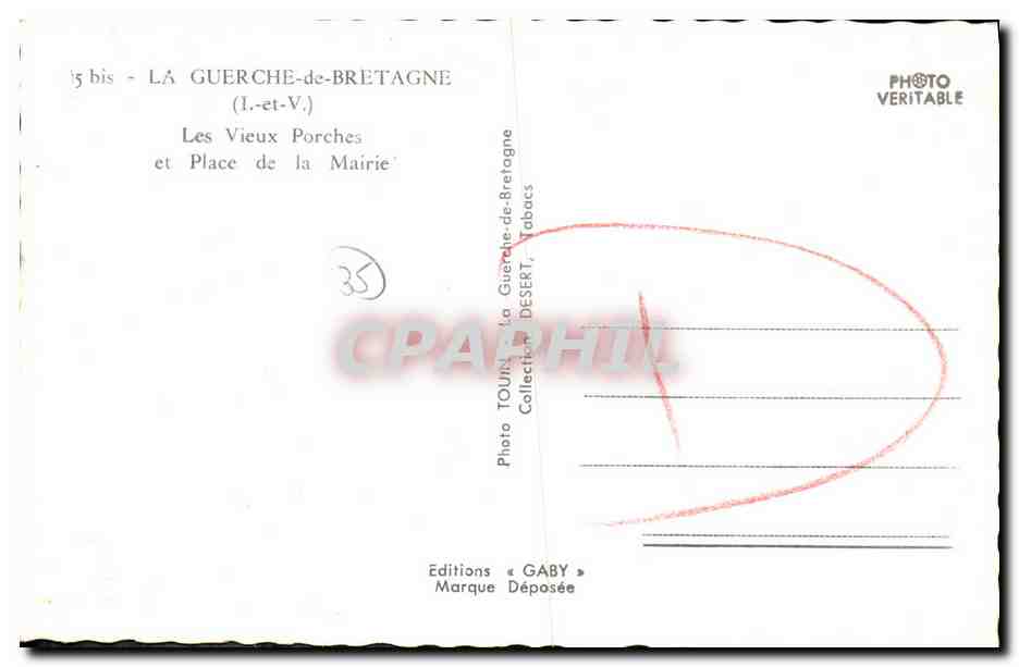 La Guerche-de-Bretagne — Les Vieux Porches et Place de la Mairie — Éditions Gaby — Verso