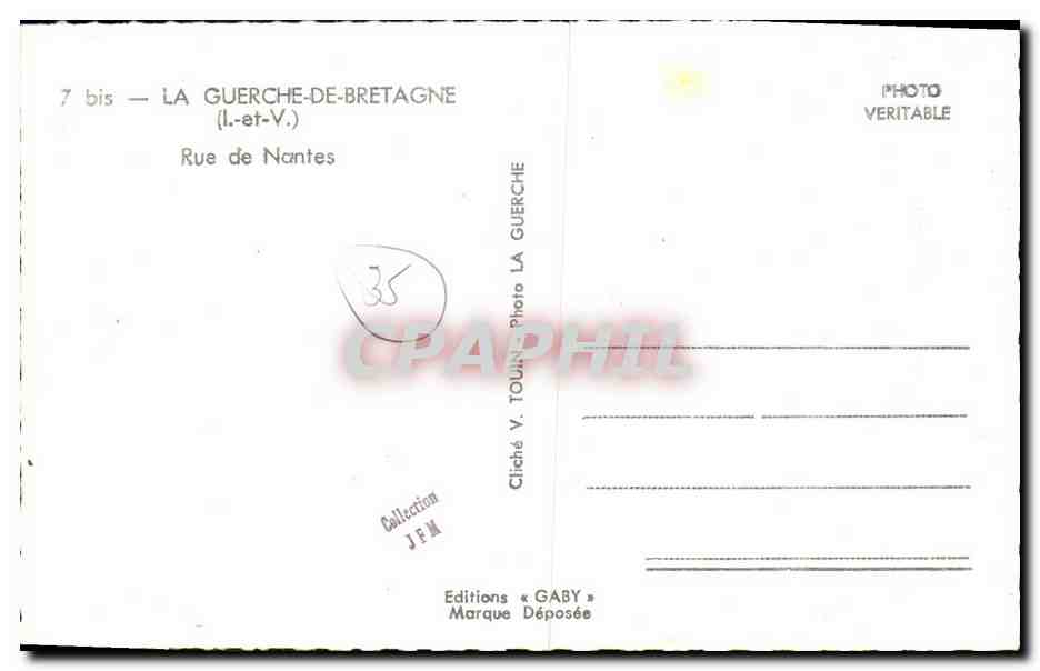 La Guerche-de-Bretagne — Rue de Nantes — Éditions Gaby — Verso
