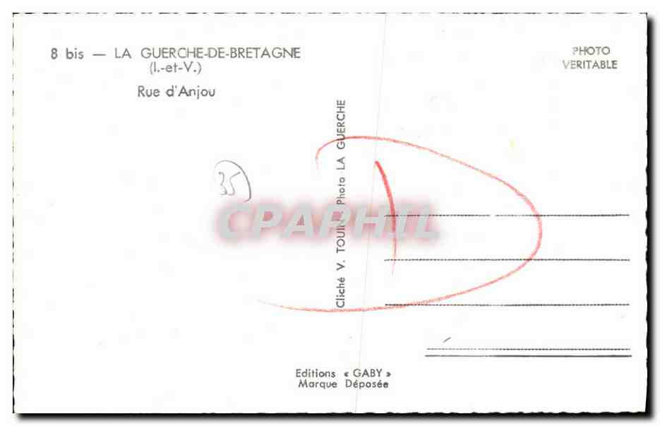 Rue d'Anjou — La Guerche-de-Bretagne — Éditions Gaby — Achterkant