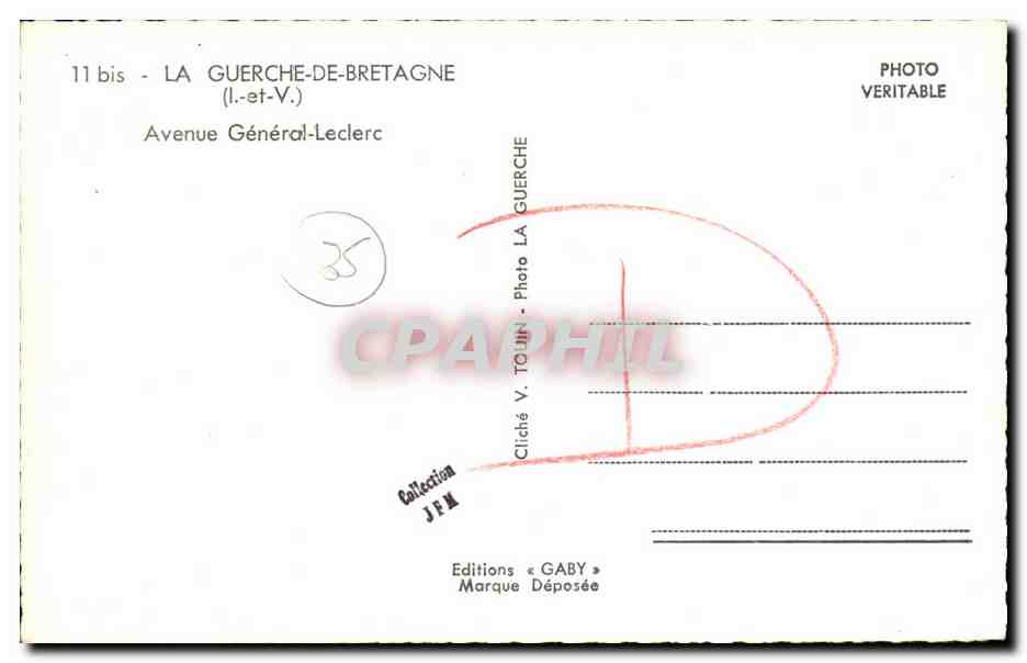 Avenue Général-Leclerc — La Guerche-de-Bretagne — Éditions Gaby — Verso
