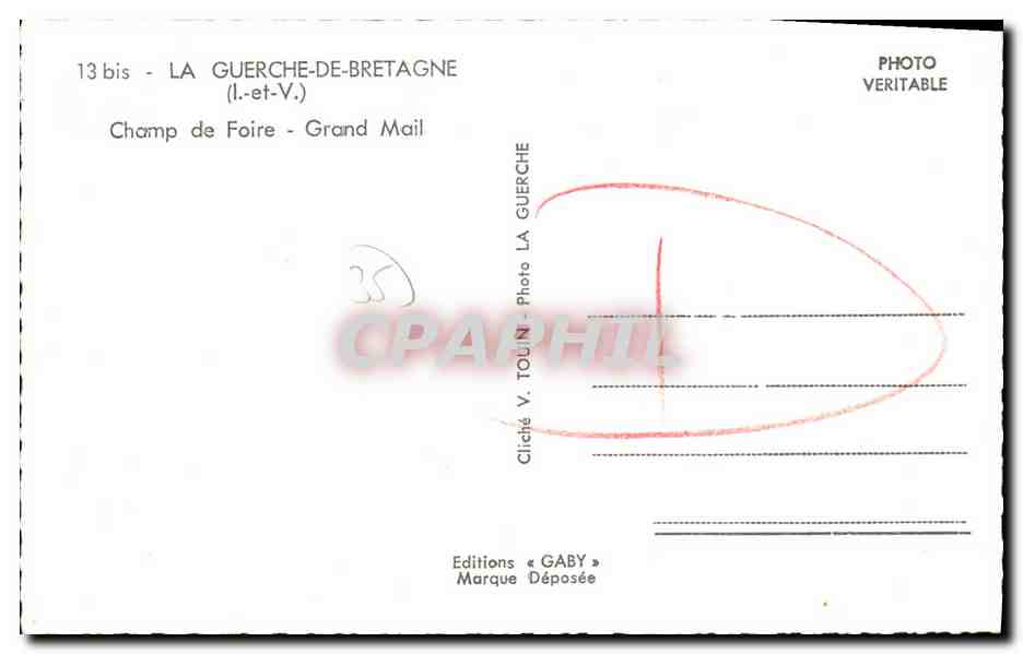 Champ de Foire - Grand Mail — La Guerche-de-Bretagne — Éditions Gaby — Verso