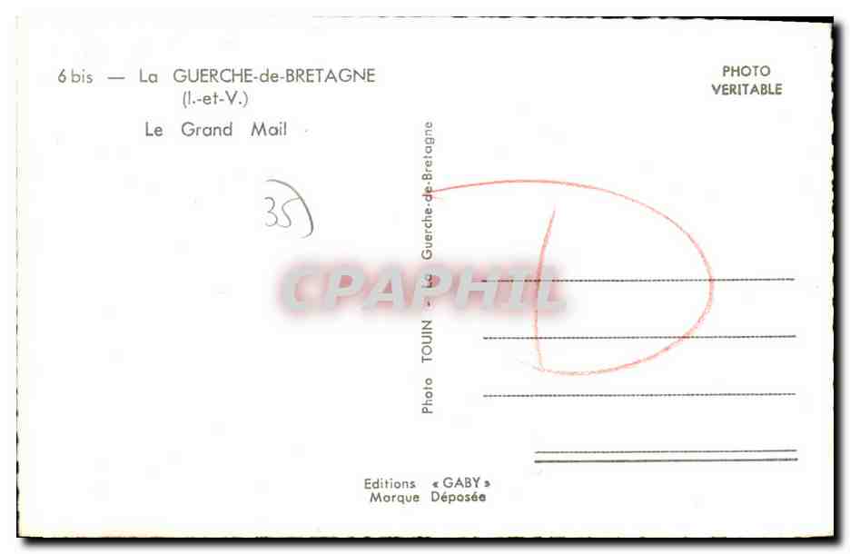 La Guerche-de-Bretagne — Le Grand Mail — Éditions Gaby — Verso