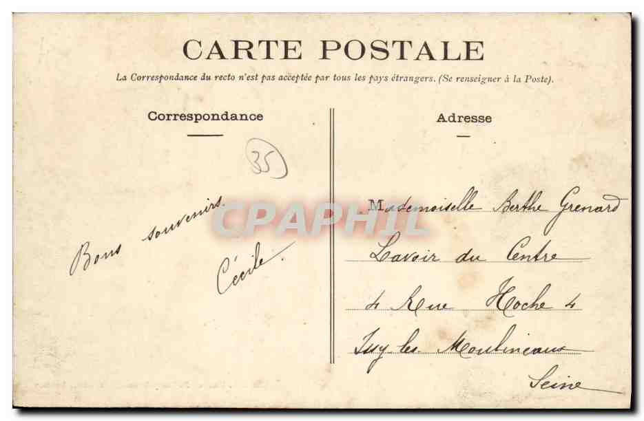 Guichen - Bourg-des-Comptes — Les bords de la Vilaine, près du Château de Gailieu — Cliché P. Huchet E. Mary-Rousselière, édit., Rennes — Verso